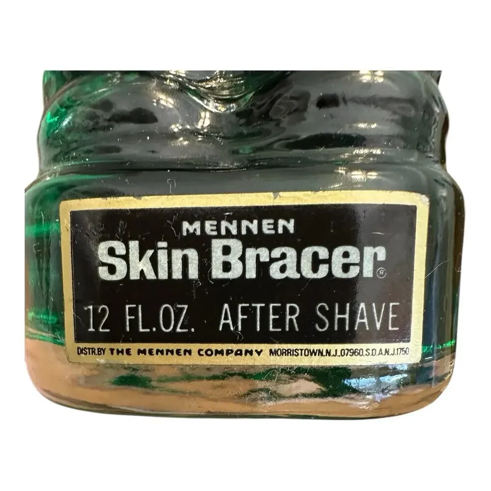 Vintage Mennen Skin Bracer After Shave Hard Hat Worker Glass Bottle 9 1/2